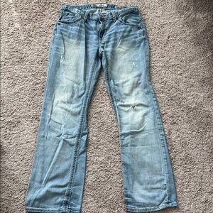 BKE Denim Derek Light Wash Distressed Bootcut Jeans